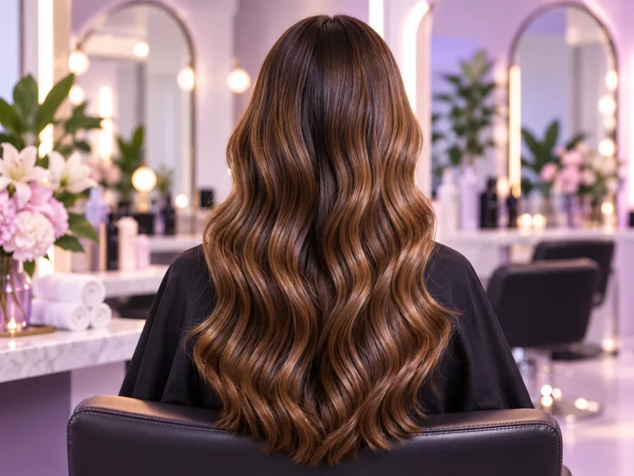 Styled hair in a modern beauty salon